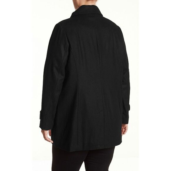 New! MICHAEL KORS Toggle-Front Hooded Black Coat Wool-Blend Plus Size 1X - Picture 6 of 7